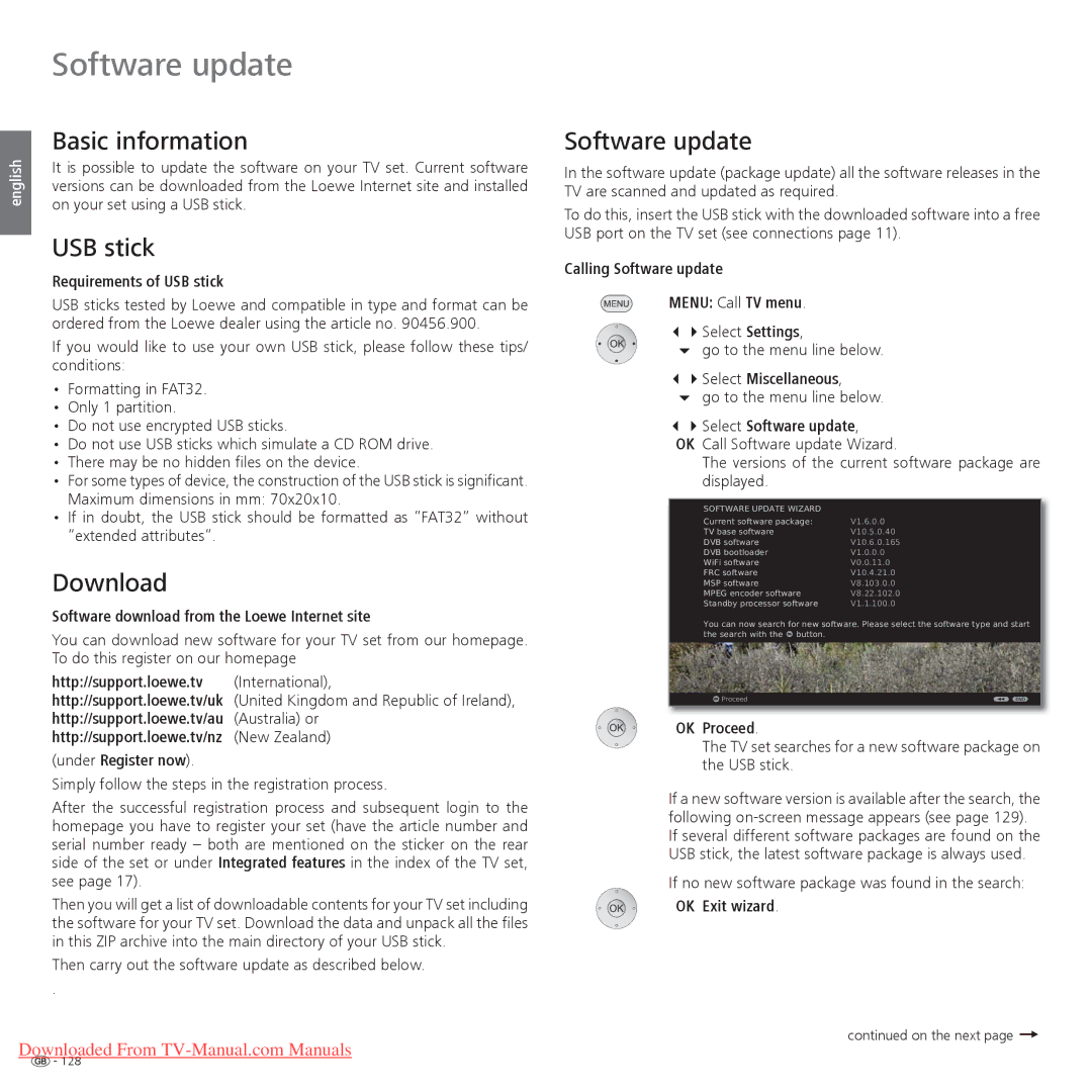Loewe Individual 55 Compose 3D, Individual 32 Compose 3D Software update, Basic information, USB stick, Download 