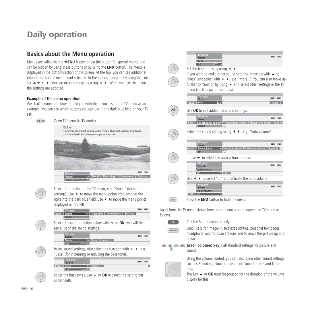 Loewe L 37, L 42, L 32, A 42 manual Basics about the Menu operation, Example of the menu operation 