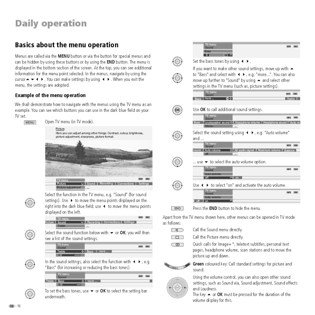 Loewe R 32, R 26, R 37 manual Basics about the menu operation, Example of the menu operation 