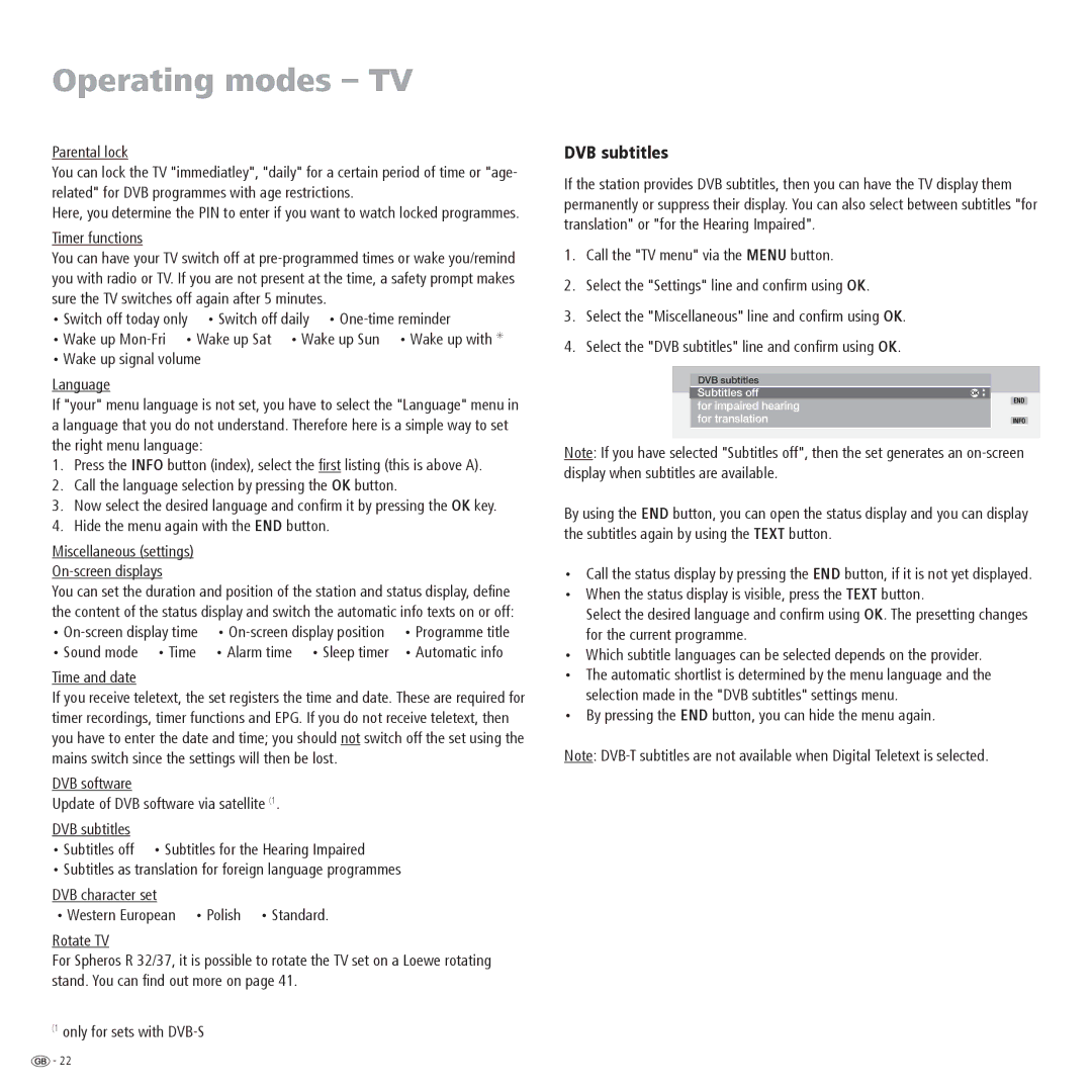 Loewe R 32, R 26, R 37 manual DVB subtitles 