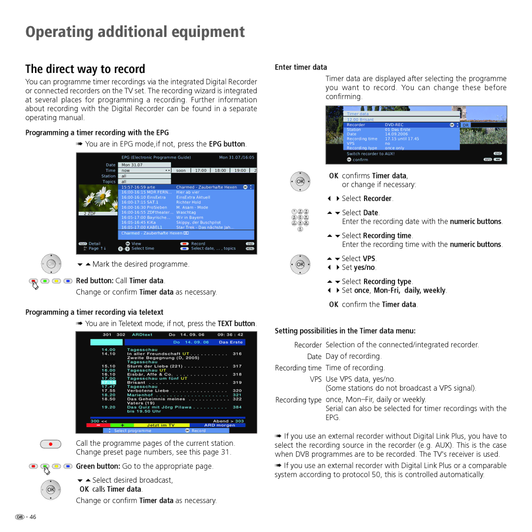 Loewe Spheros R 32 HD+, Spheros R 37Full-HD+ manual Direct way to record 