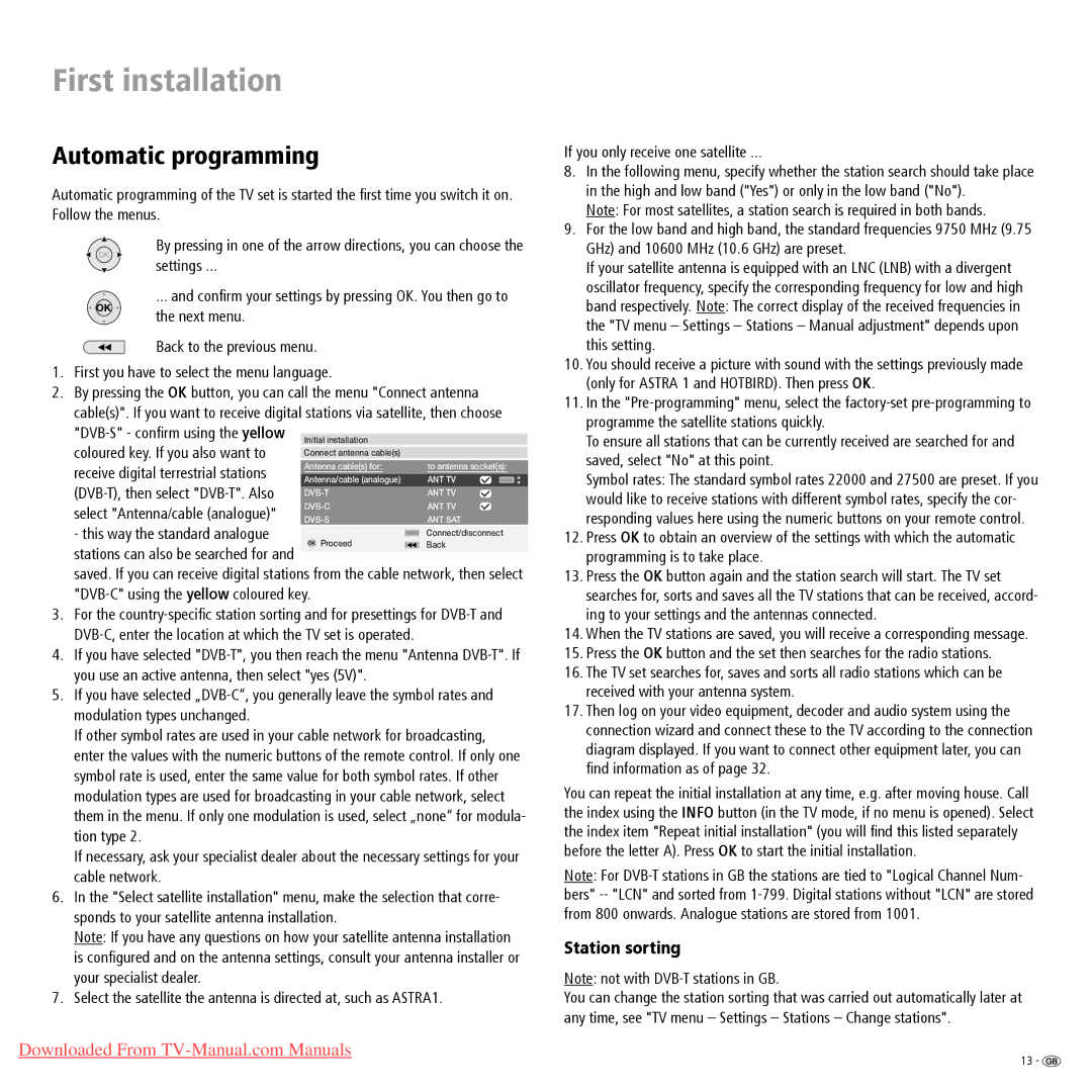 Loewe Spheros R 32, Spheros R 37, Spheros R 26 operating instructions Automatic programming, Station sorting 