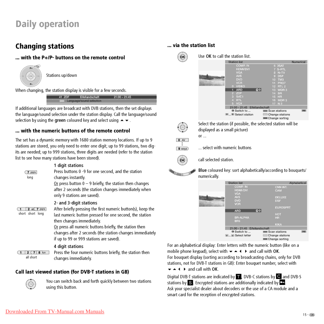 Loewe Spheros R 37, Spheros R 32, Spheros R 26 operating instructions Daily operation, Changing stations 