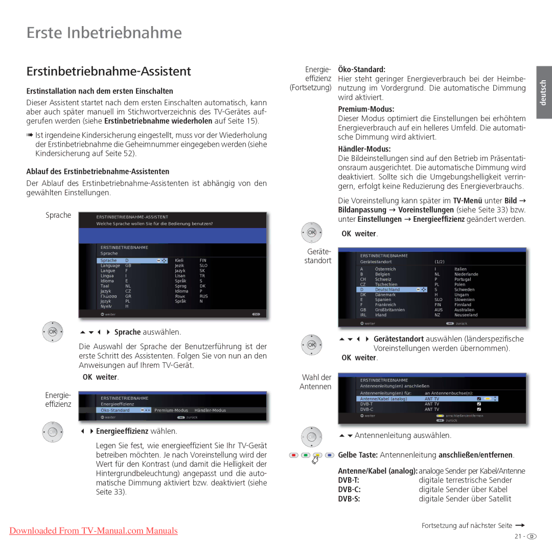 Loewe Xelos 32 LED, Xelos 40 LED manual Erstinbetriebnahme-Assistent 