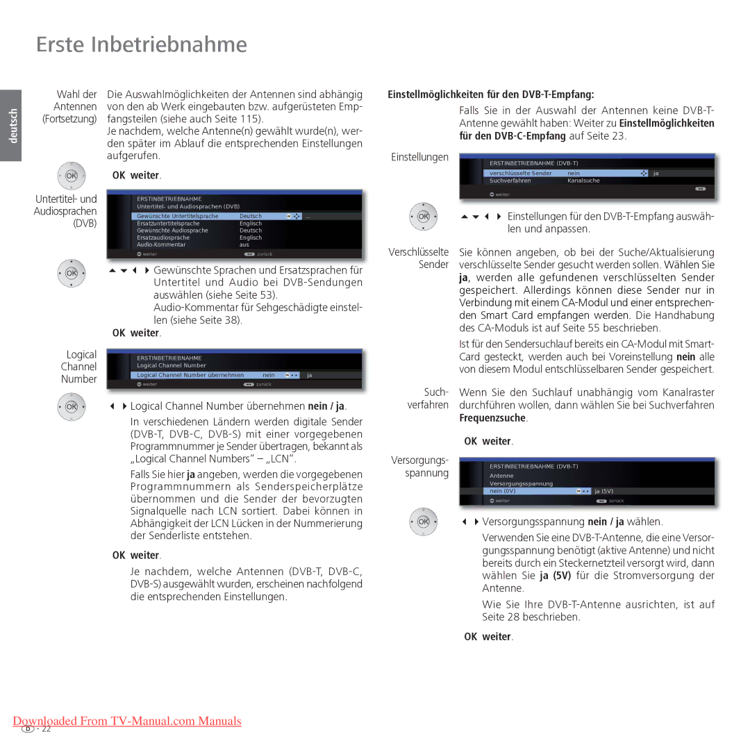 Loewe Xelos 40 LED manual Einstellmöglichkeiten für den DVB-T-Empfang,  Logical Channel Number übernehmen nein / ja 