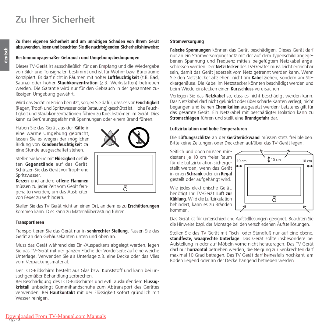 Loewe Xelos 40 LED, Xelos 32 LED manual Zu Ihrer Sicherheit 