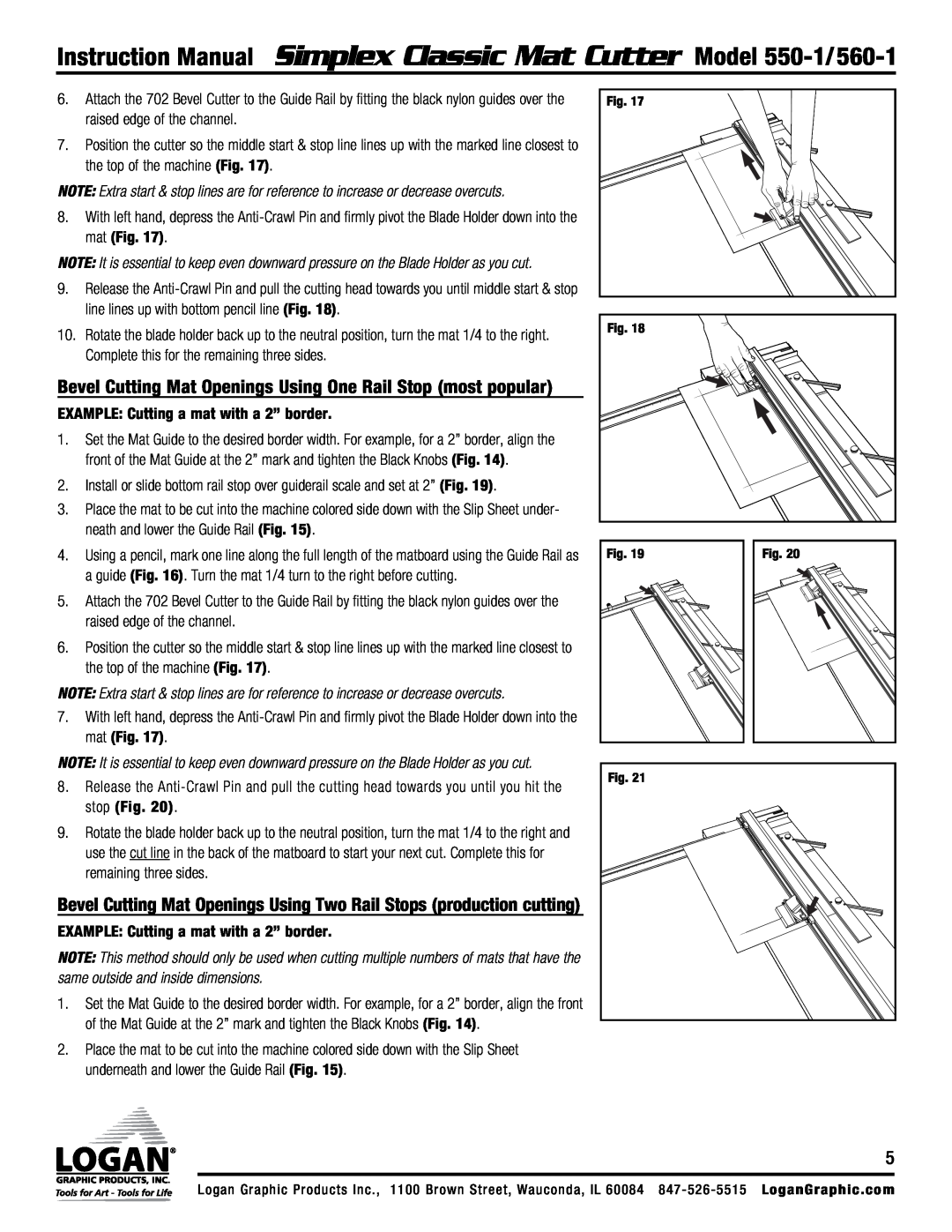Logan Graphic Products 560-1, 550-1 instruction manual Bevel Cutting Mat Openings Using One Rail Stop most popular 