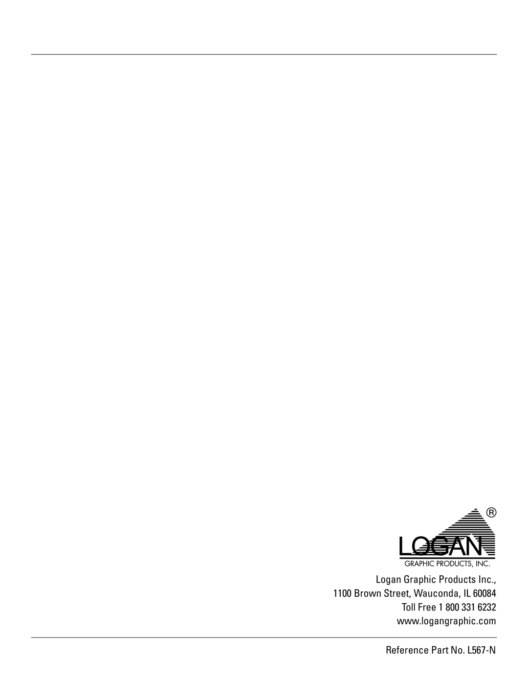 Logan Graphic Products F100-4 instruction manual Reference Part No. L567-N 