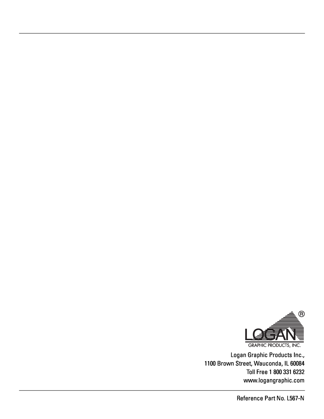 Logan Graphic Products F100-4 instruction manual Reference Part No. L567-N 