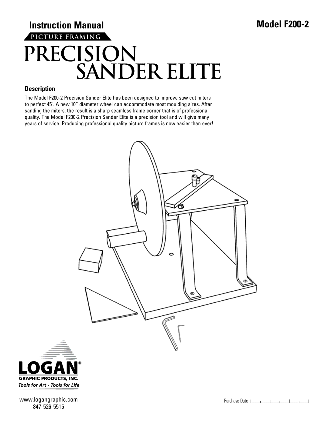 Logan Graphic Products F200-2 instruction manual Precision Sander Elite, Description 