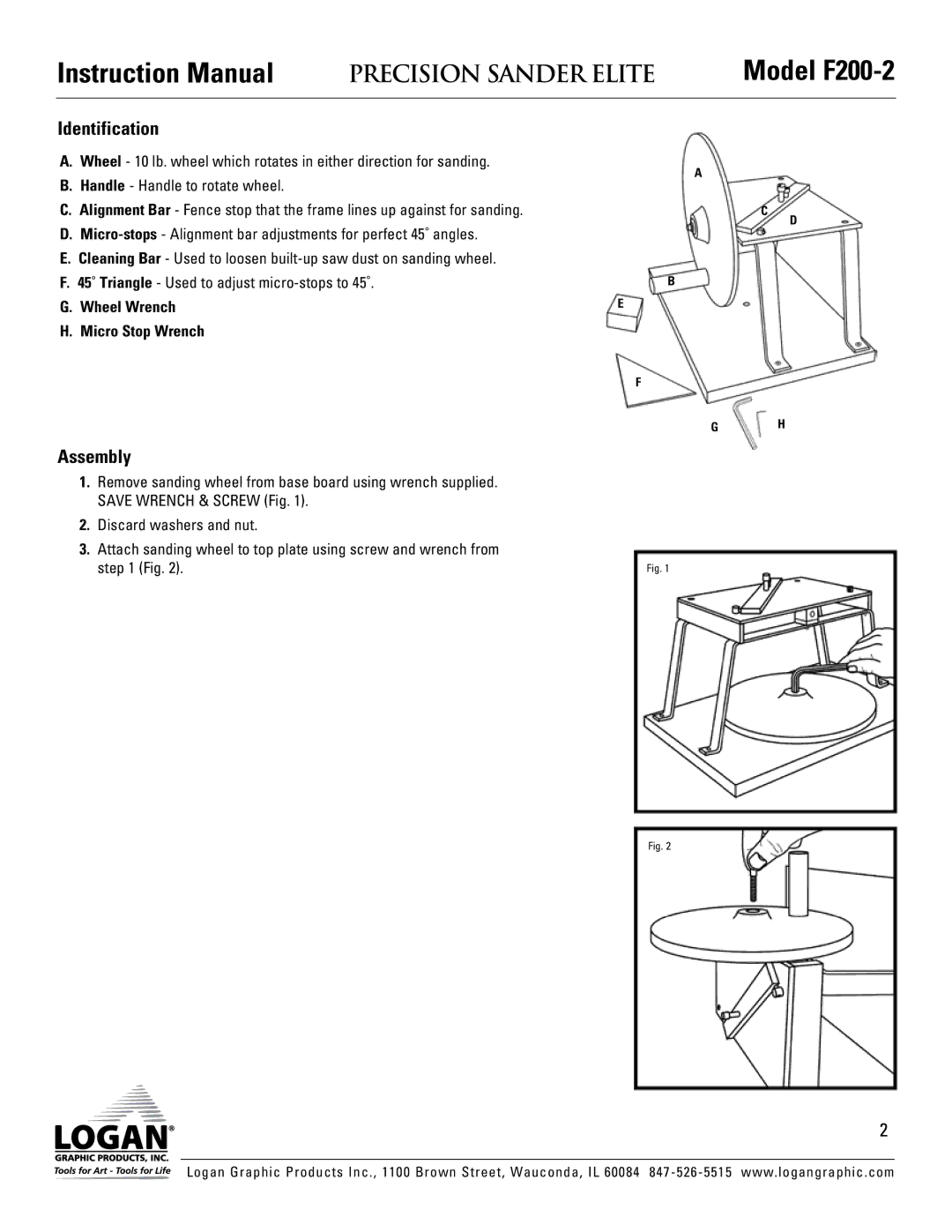 Logan Graphic Products F200-2 instruction manual Identification, Assembly 