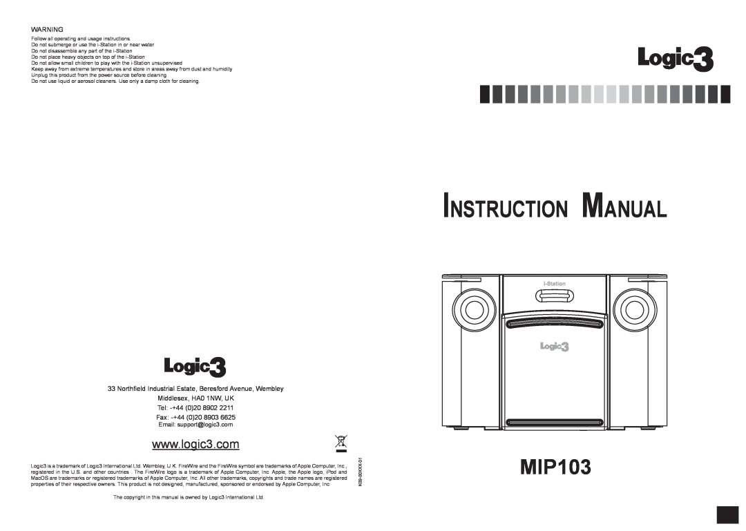 Logic 3 Logic3 instruction manual MIP103 