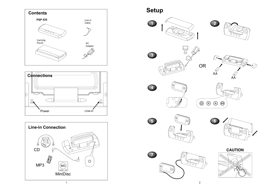 Logic 3 PSP 535, INSTRUCTION MANUAL instruction manual Setup, Psp 