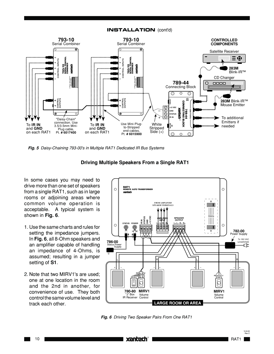 Logic 3 RAT 1 specifications 793-10, 789-44, Driving Multiple Speakers From a Single RAT1 