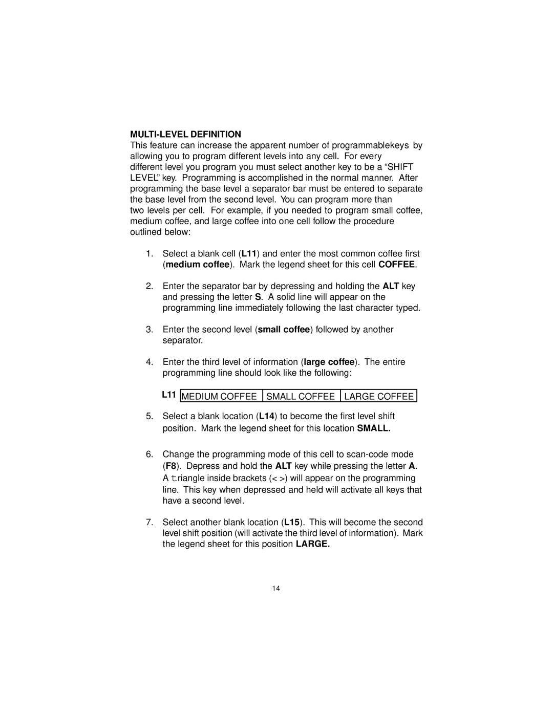 Logic Controls KB5000 user manual MULTI-LEVEL Definition, L11 