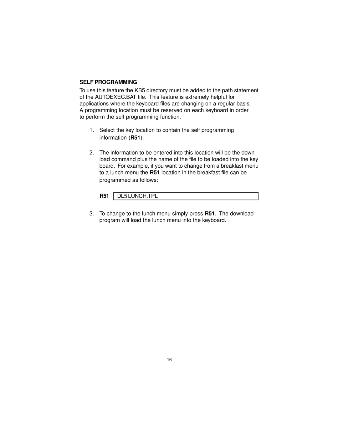 Logic Controls KB5000 user manual Self Programming, R51 