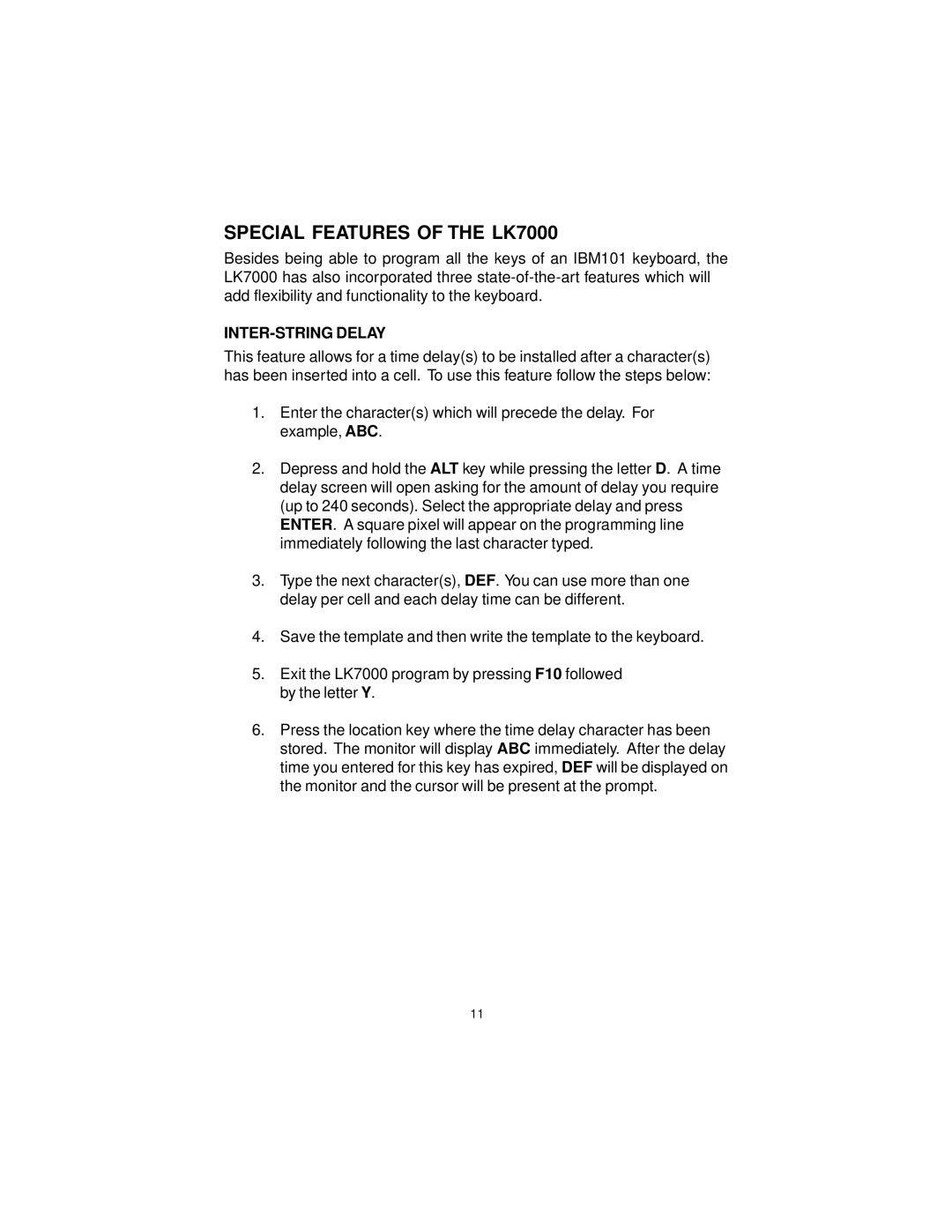 Logic Controls user manual Special Features of the LK7000, INTER-STRING Delay 