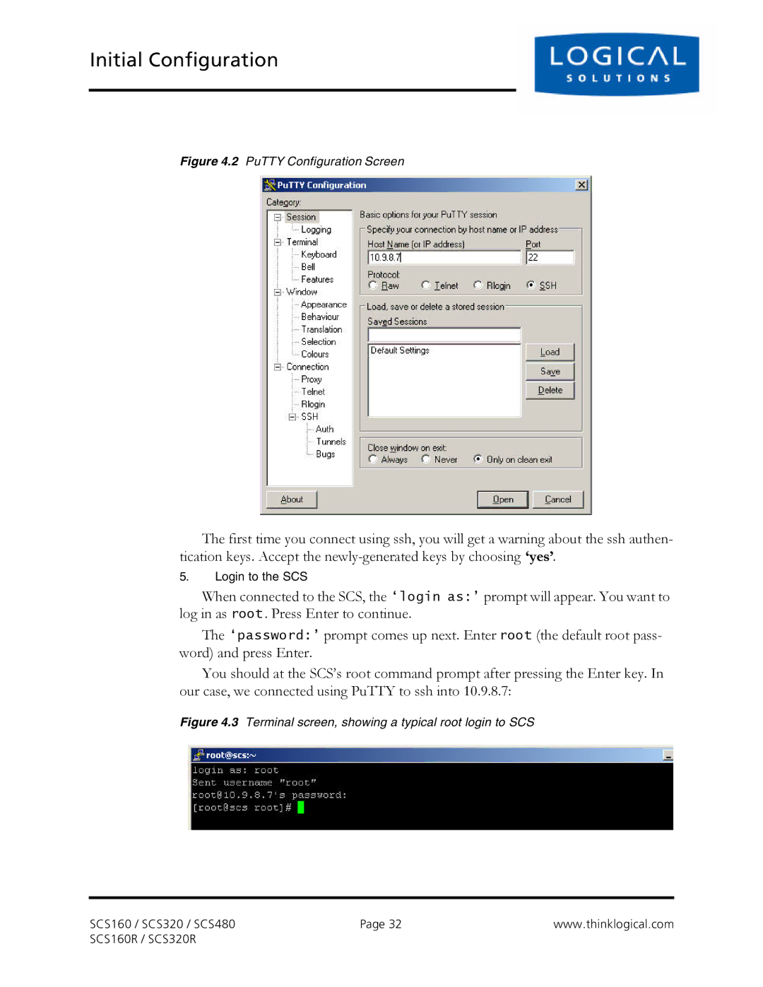 Logical Solutions SCS-R manual PuTTY Configuration Screen 