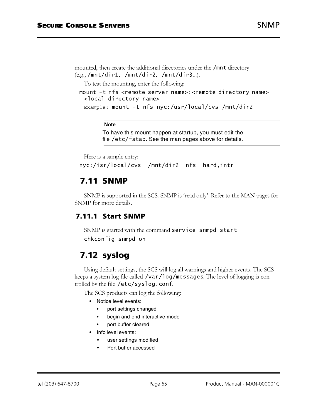 Logical Solutions SCS-R manual Syslog, Start Snmp 