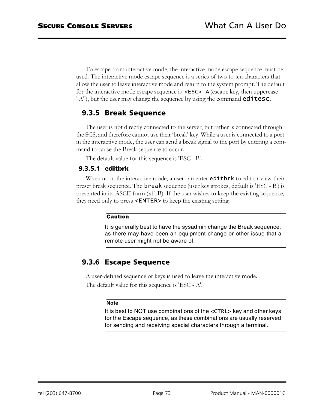 Logical Solutions SCS-R manual Break Sequence, Escape Sequence, Editbrk 