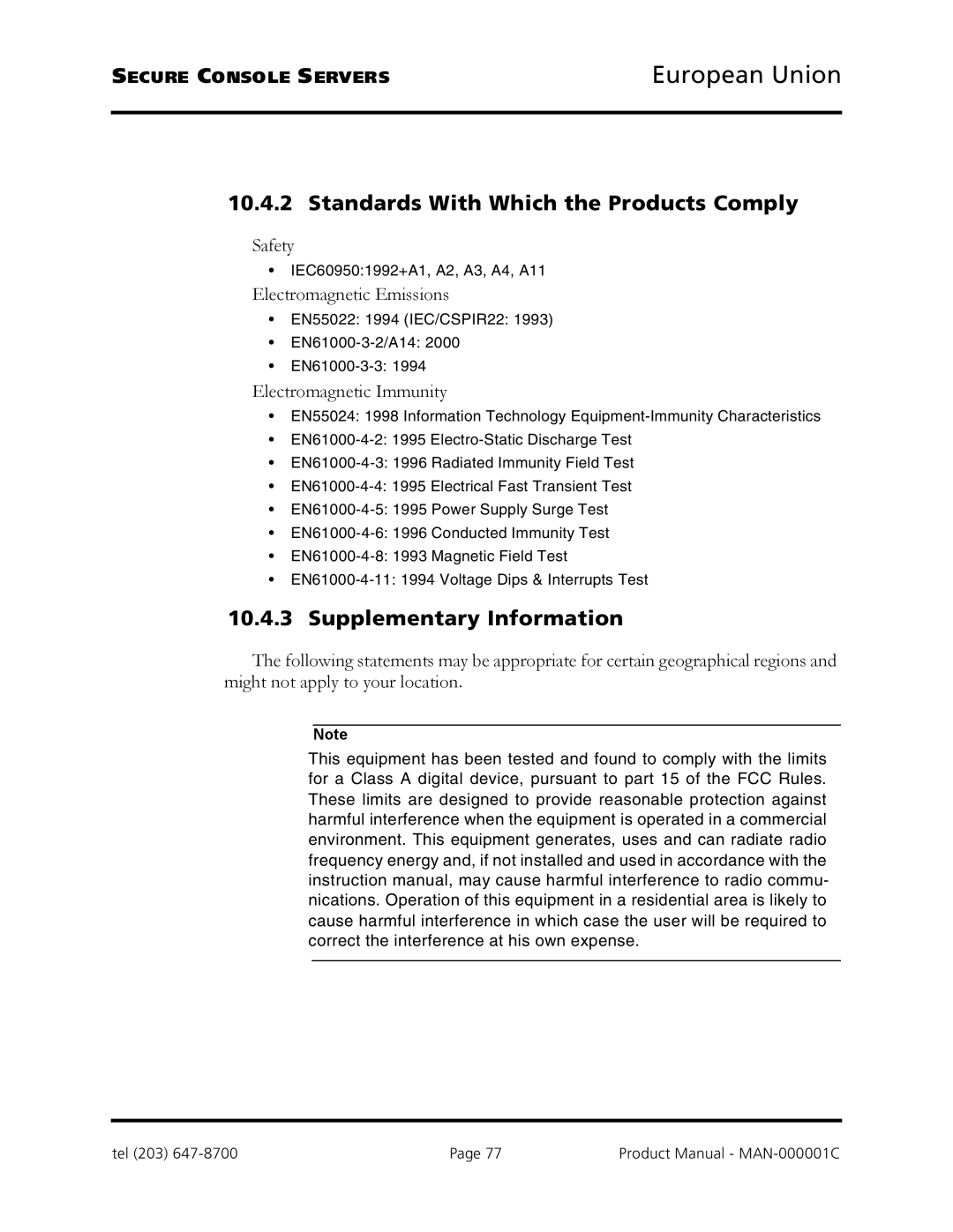 Logical Solutions SCS-R manual Standards With Which the Products Comply, Supplementary Information 