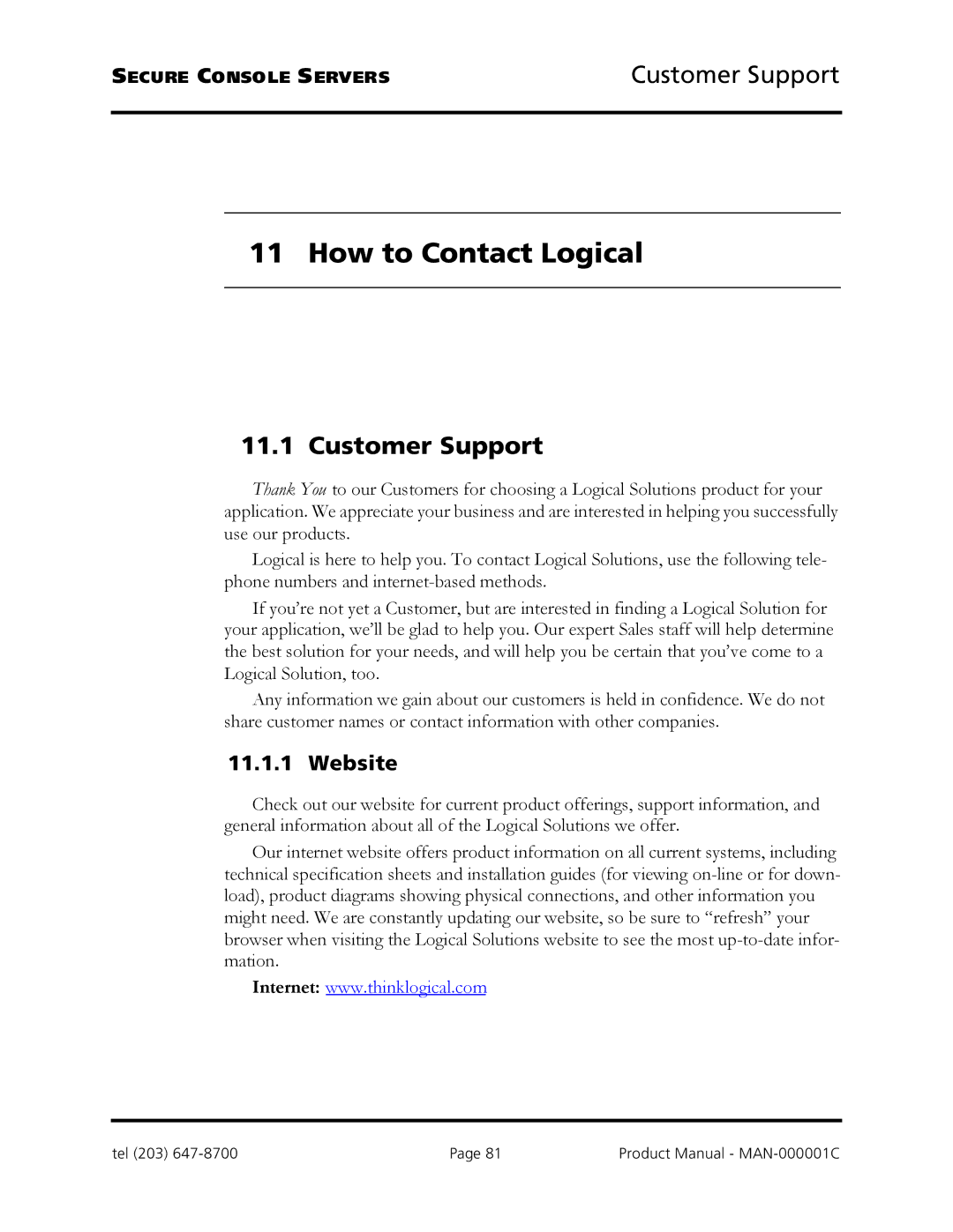 Logical Solutions SCS-R manual How to Contact Logical, Customer Support, Website 