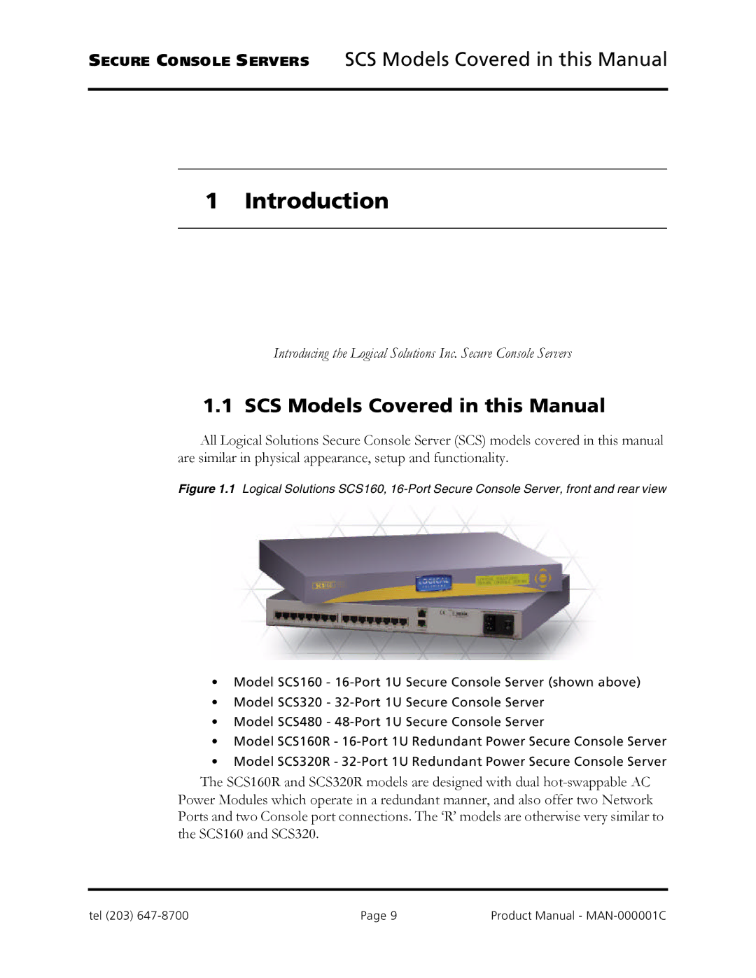 Logical Solutions SCS-R manual Introduction, SCS Models Covered in this Manual 