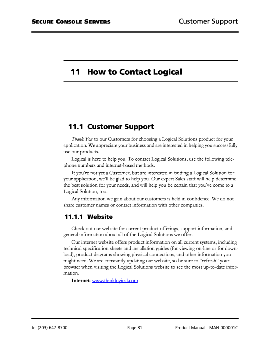 Logical Solutions SCS-R manual How to Contact Logical, Customer Support, Website 