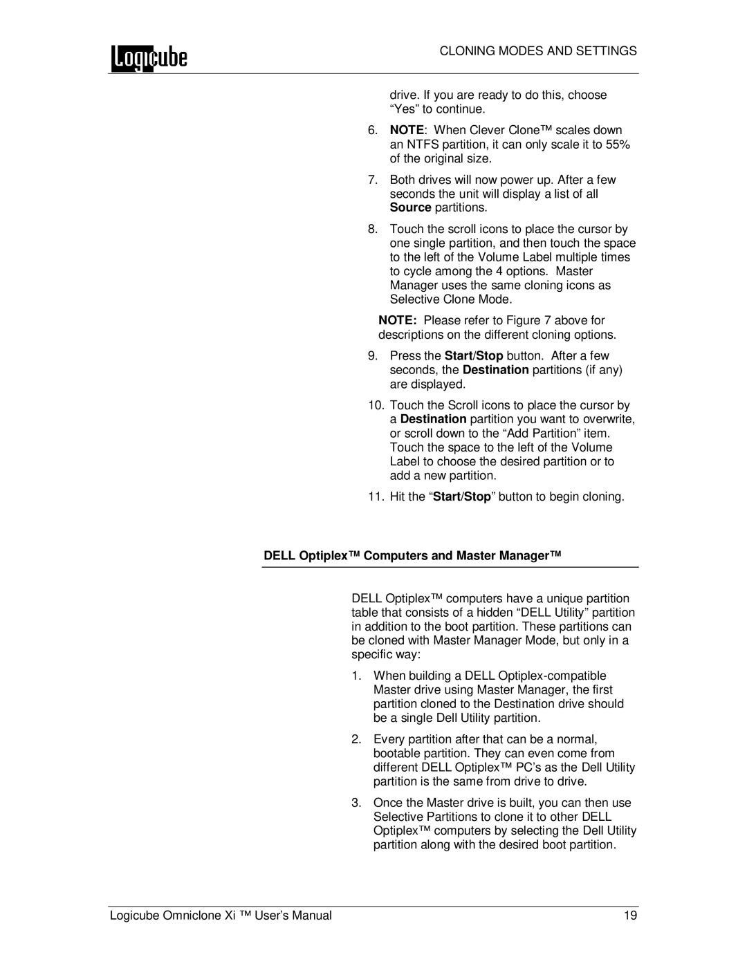 Logicube Omniclone Xi user manual Dell Optiplex Computers and Master Manager 