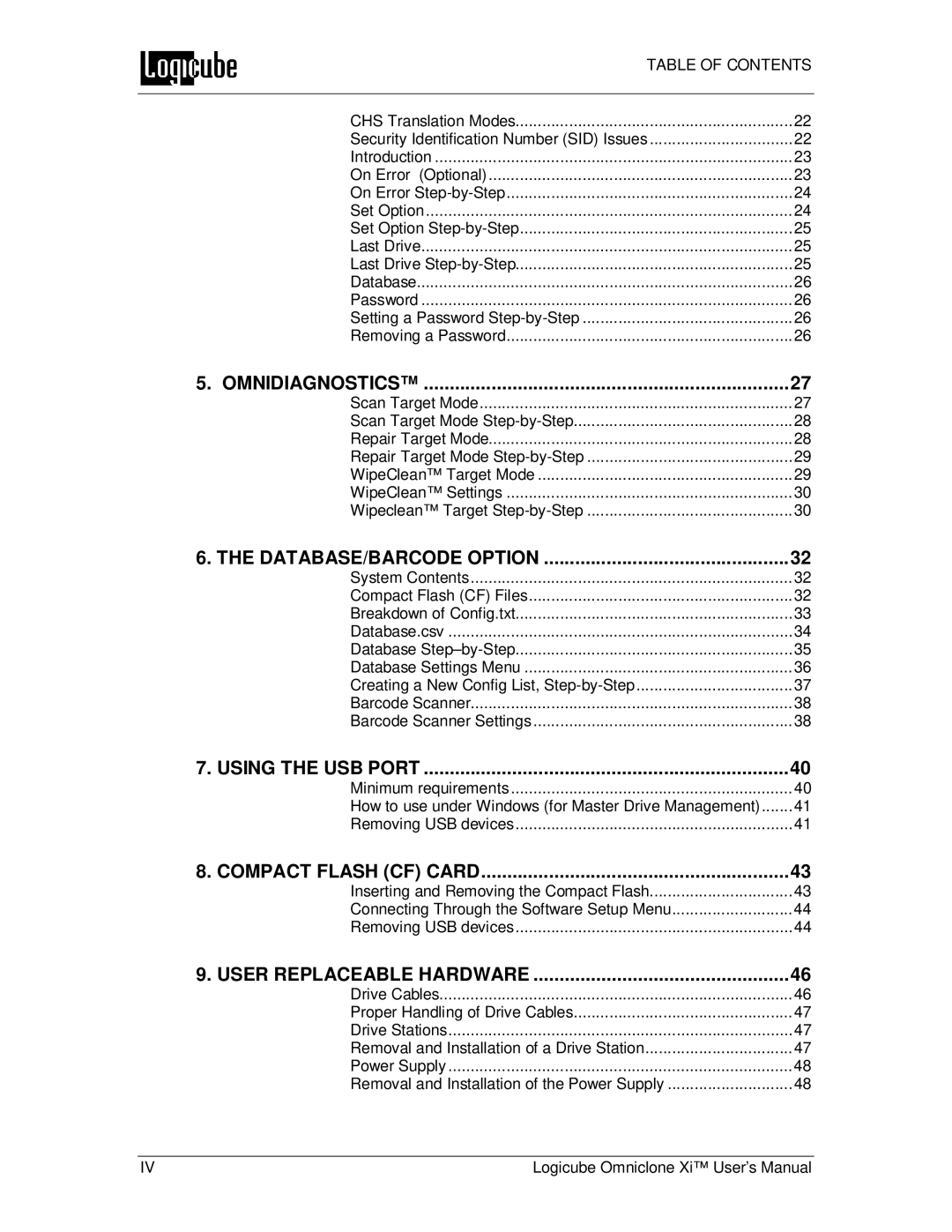 Logicube Omniclone Xi user manual Omnidiagnostics 