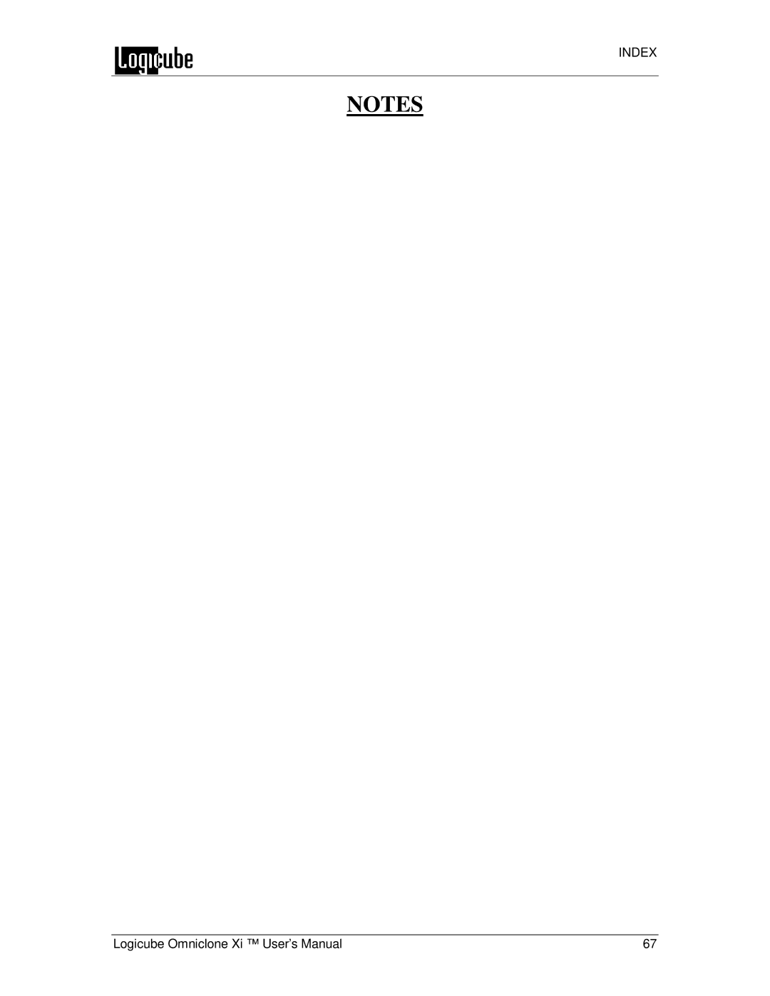 Logicube Omniclone Xi user manual Index 
