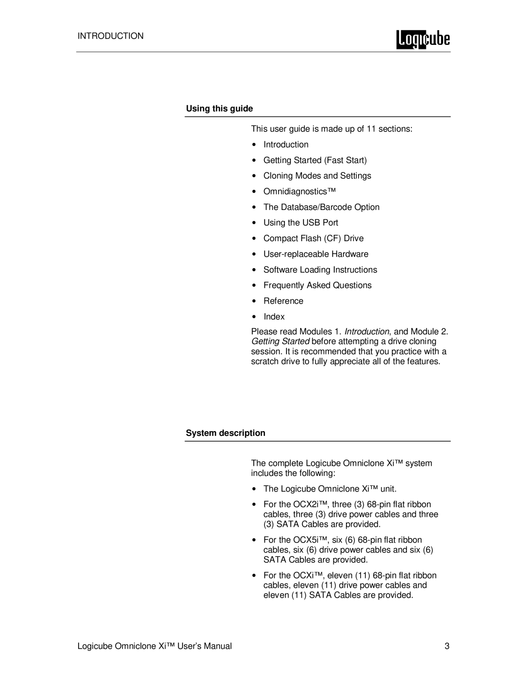 Logicube Omniclone Xi user manual Using this guide, System description 