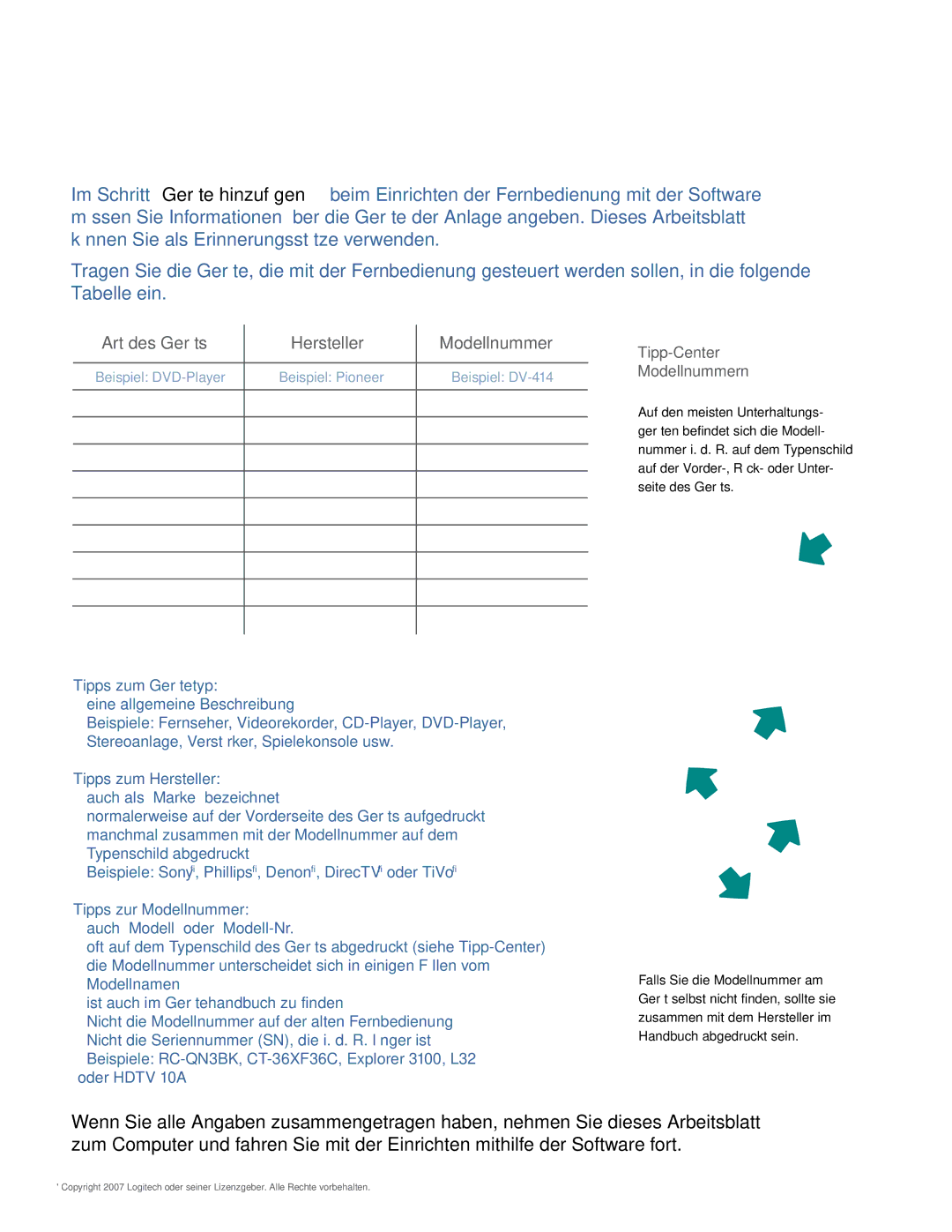 Logitech 1 user manual Anhang a Geräteinformationen 