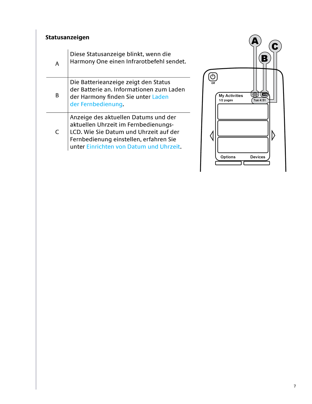 Logitech 1 user manual Statusanzeigen 