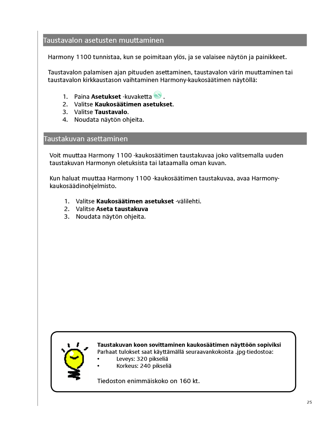 Logitech 1100 user manual Taustavalon asetusten muuttaminen, Taustakuvan asettaminen 