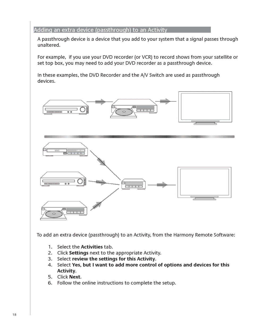 Logitech 1100i user manual Adding an extra device passthrough to an Activity, No picture? No sound? No problem 