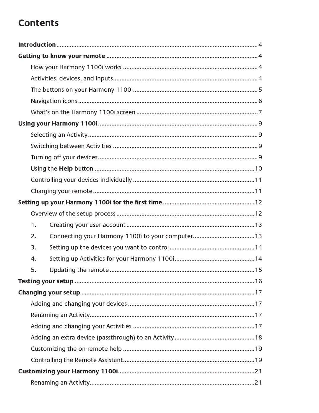 Logitech 1100i user manual Contents 