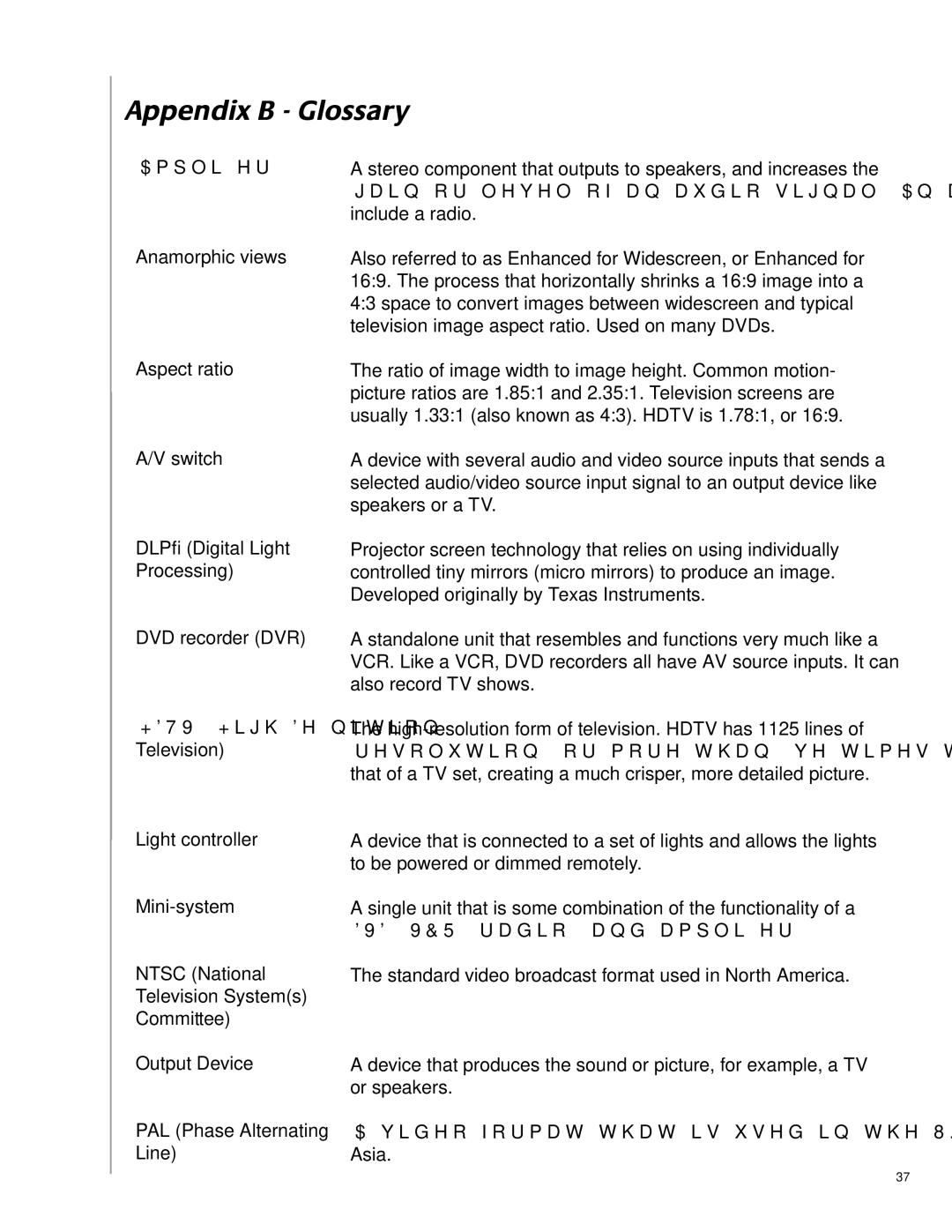 Logitech 1100i user manual Appendix B Glossary 