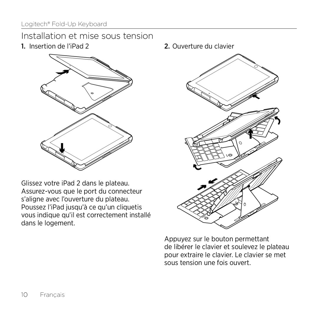 Logitech 2 manual Installation et mise sous tension 