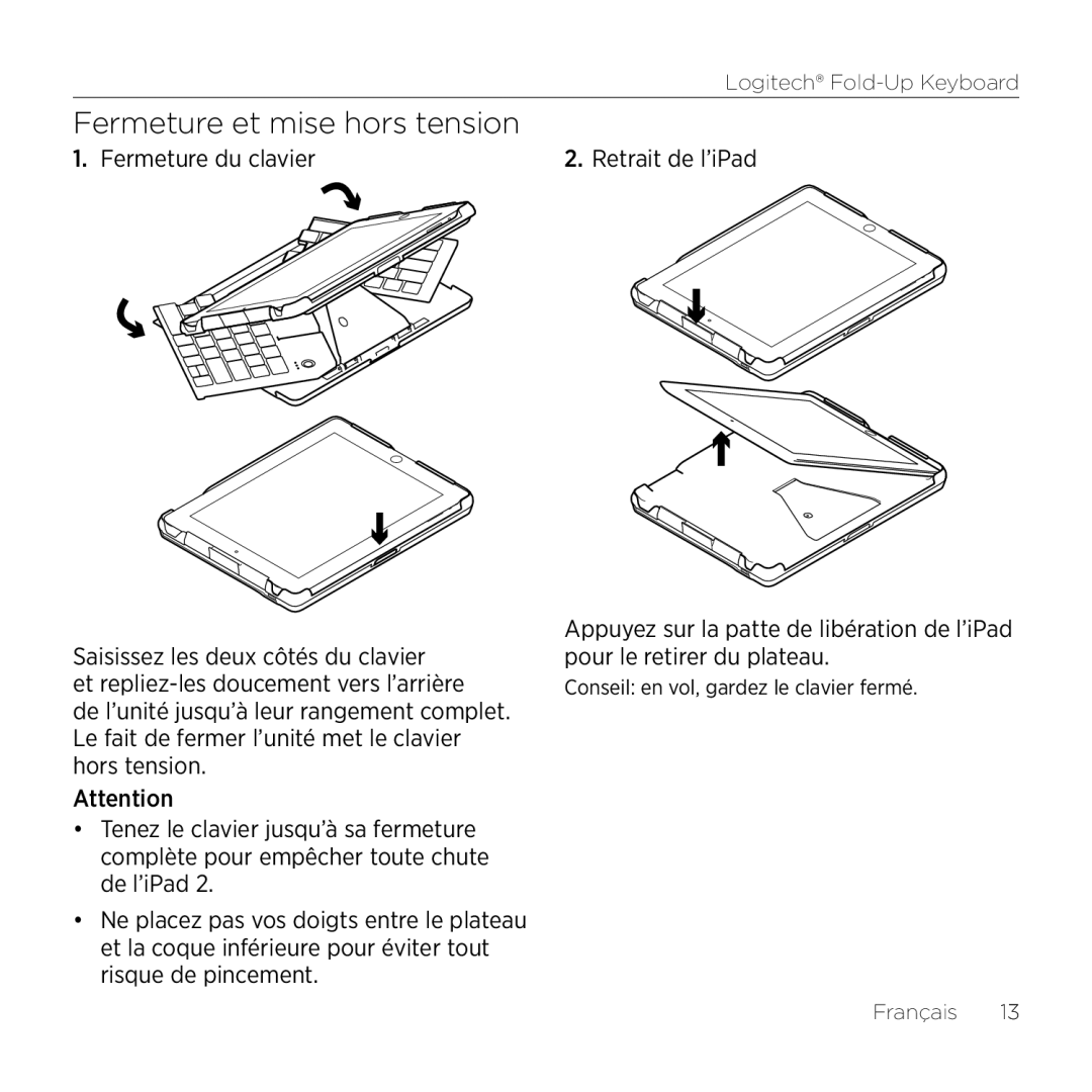 Logitech 2 manual Fermeture et mise hors tension 