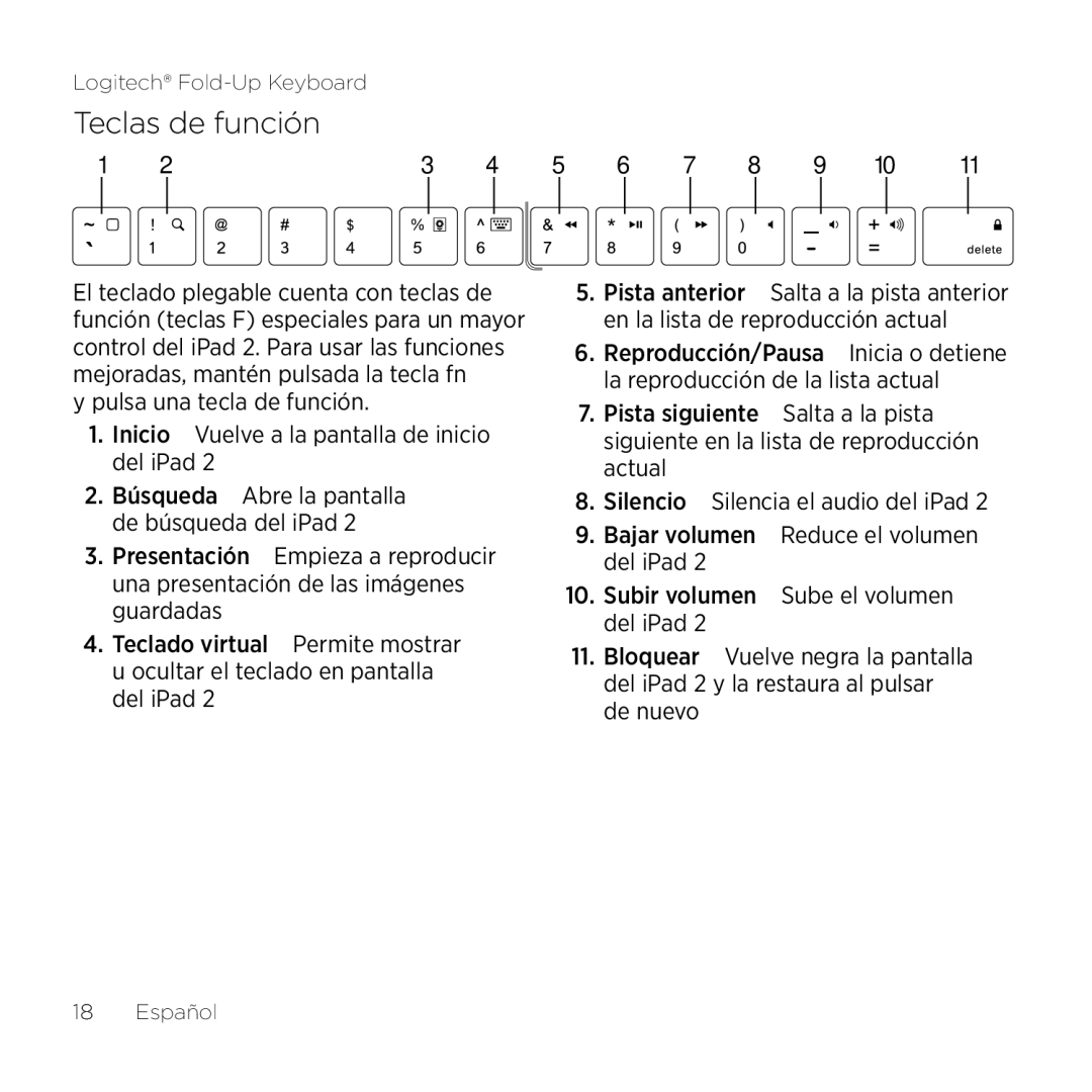 Logitech 2 manual Teclas de función 