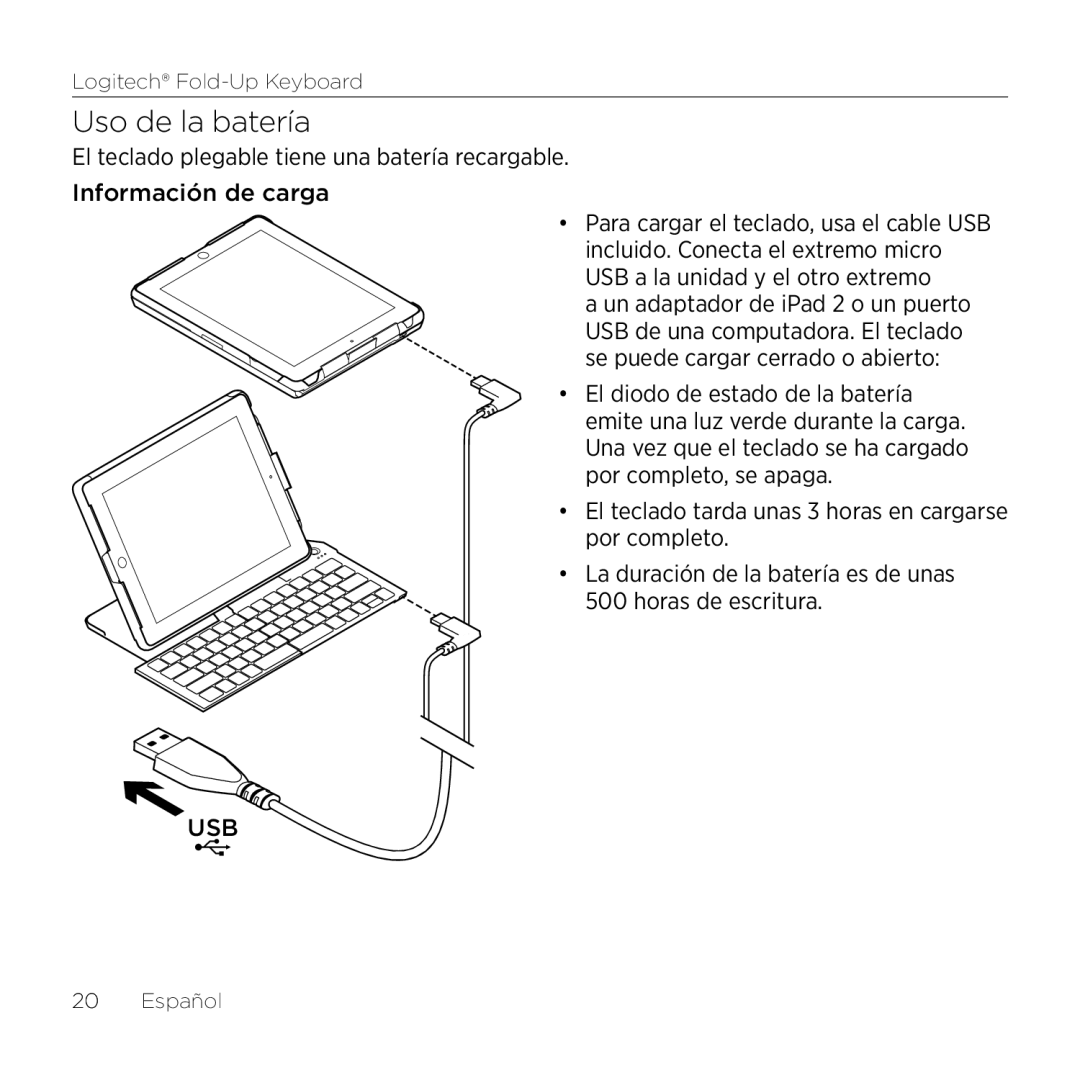 Logitech 2 manual Uso de la batería 