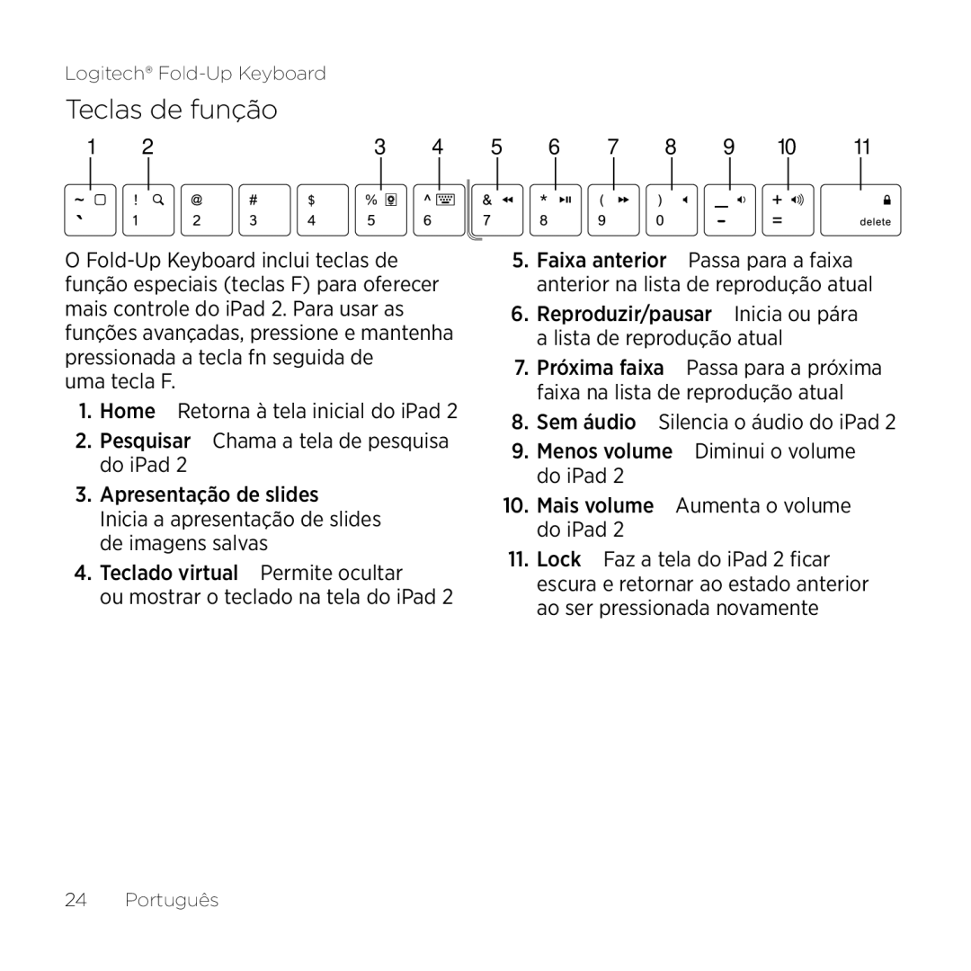 Logitech 2 manual Teclas de função 