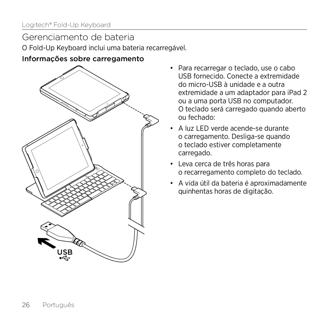 Logitech 2 manual Gerenciamento de bateria 