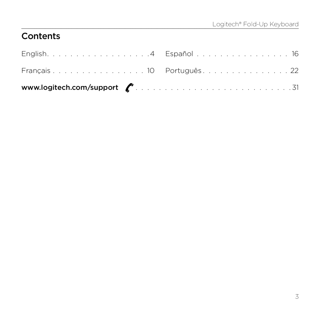 Logitech 2 manual Contents 