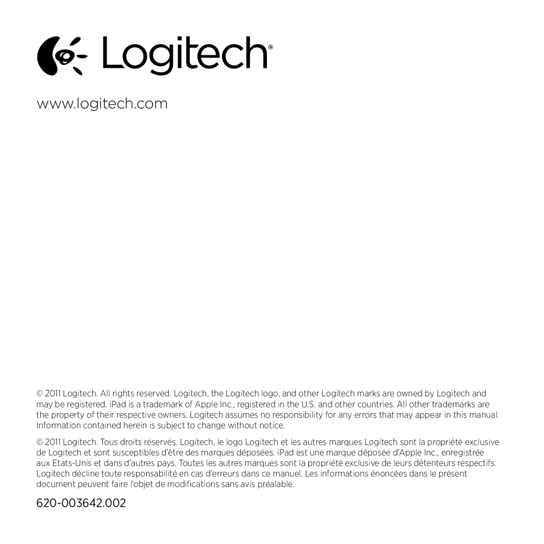 Logitech manual 620-003642.002 