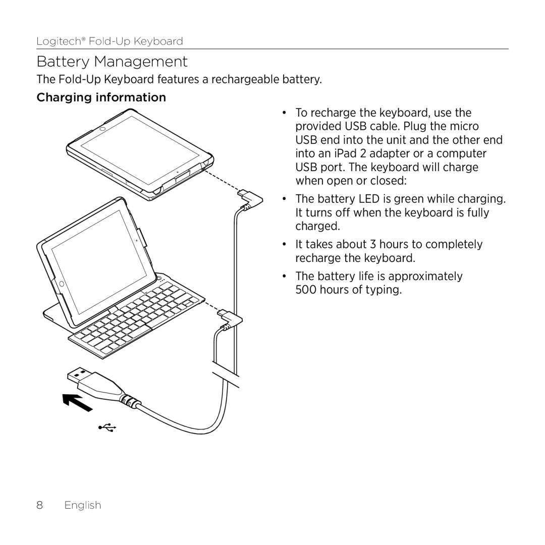 Logitech 2 manual Battery Management, Usb 