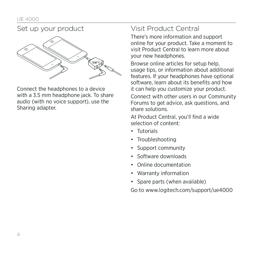 Logitech 4000 setup guide Set up your product, Visit Product Central 