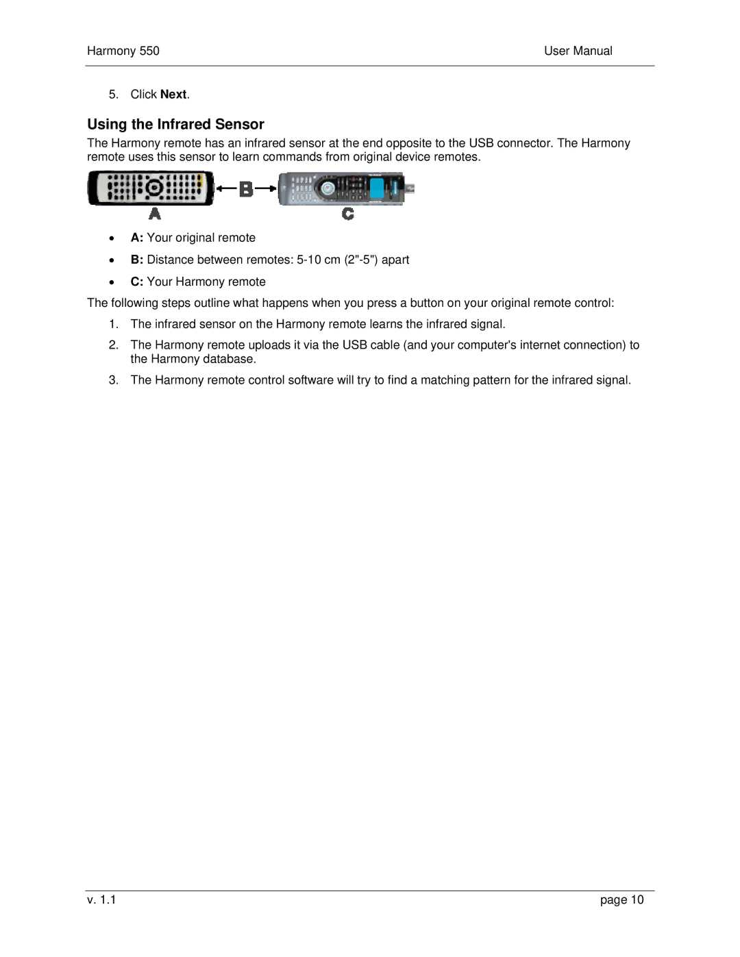 Logitech 550 user manual Using the Infrared Sensor 