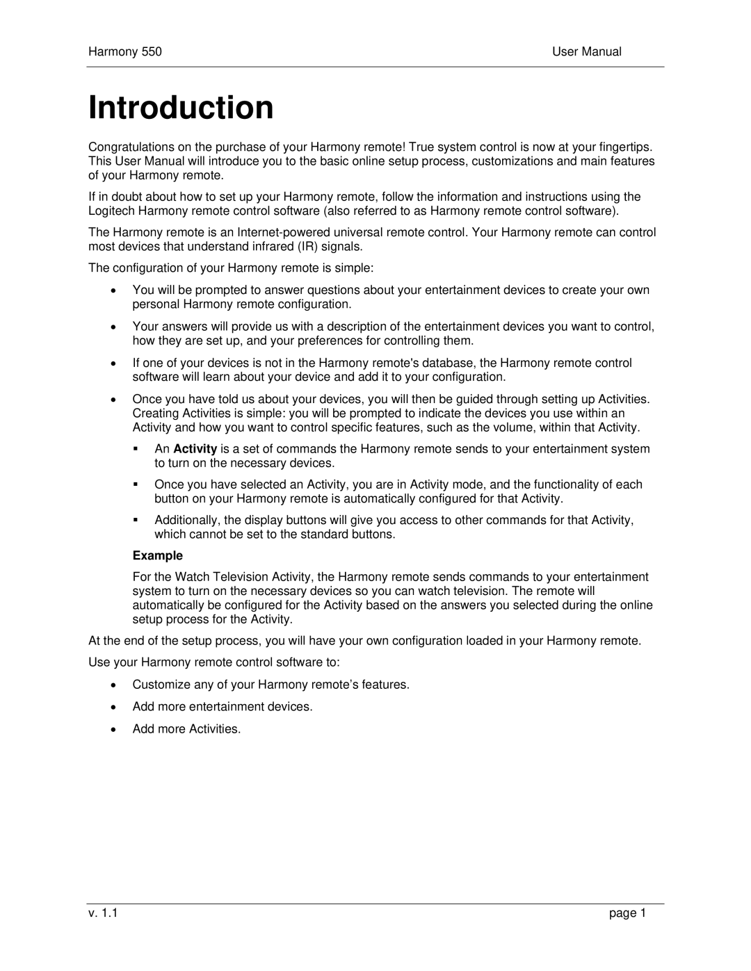 Logitech 550 user manual Introduction, Example 